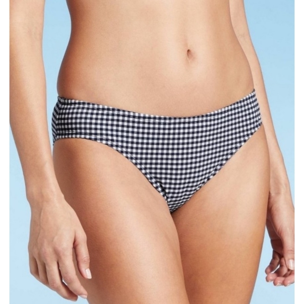 Kona Sol Hipster Gingham Bikini Bottoms Navy & White Size XL (16/18)